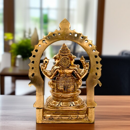 Lord Ganesha Bhagwan seated with Blessing Panchaloha idol - 8.5 inches Nikuressence