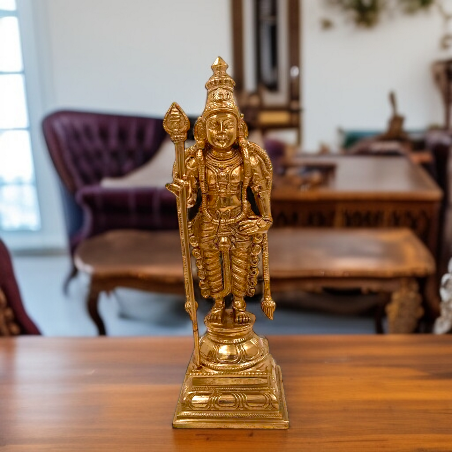Panchaloha Murugan Kartikeya Standing statue - 11 Inches Nikuressence