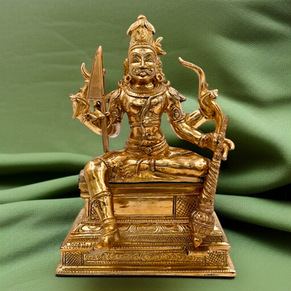 Lord Veerbhadra seated Pooja Panchaloha Idol - 10 Inches Nikuressence