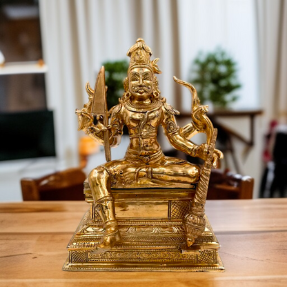 Lord Veerbhadra seated Pooja Panchaloha Idol - 10 Inches Nikuressence