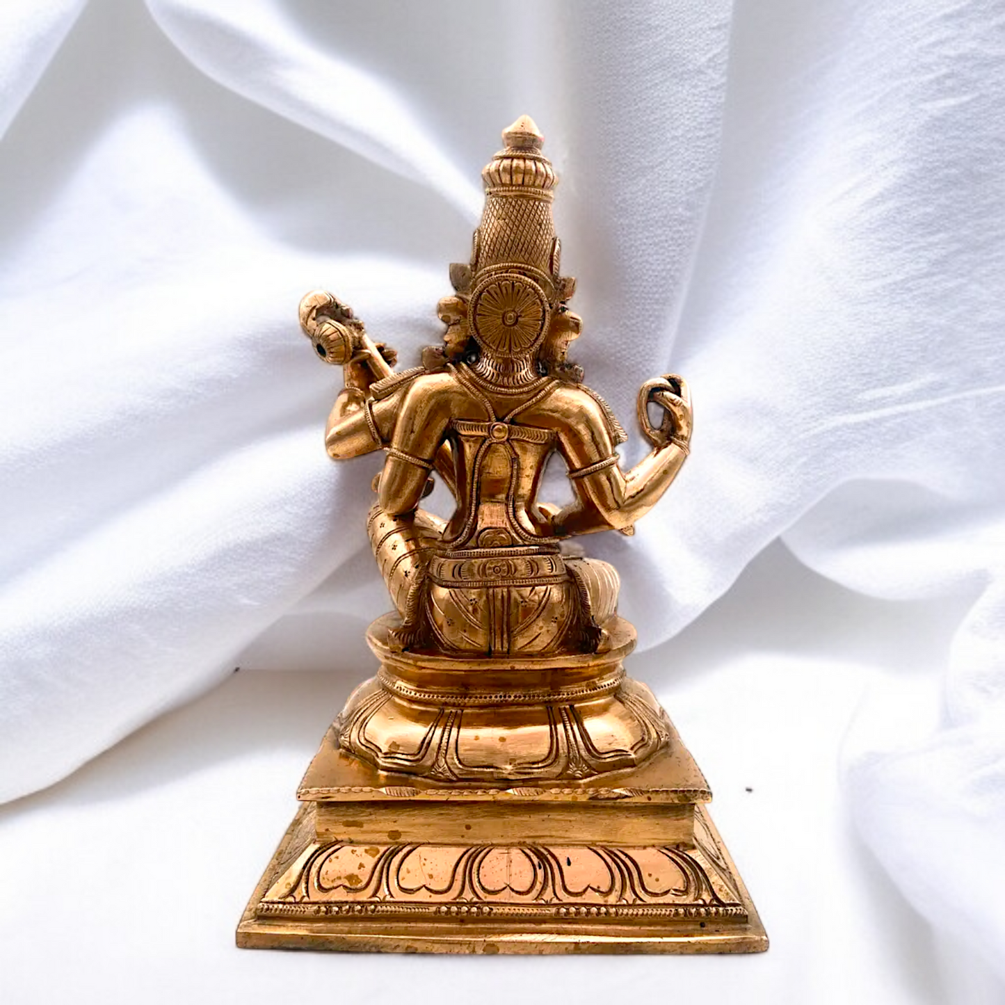 Goddess Saraswati Maa Seated with Playing Veena Panchaloha idol - 13 Inches Nikuressence