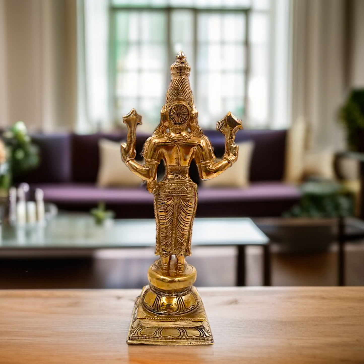 Lord Dhanvantari Narayan standing with Blessing Panchaloha idol - 10.5 Inches Nikuressence