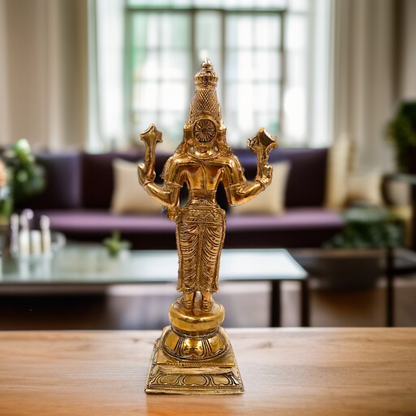 Lord Dhanvantari Narayan standing with Blessing Panchaloha idol - 10.5 Inches Nikuressence