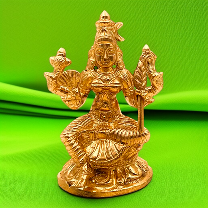 Goddess Raja Rajeshwari Blessing seated Panchaloha idol - 3.5 Inches Nikuressence