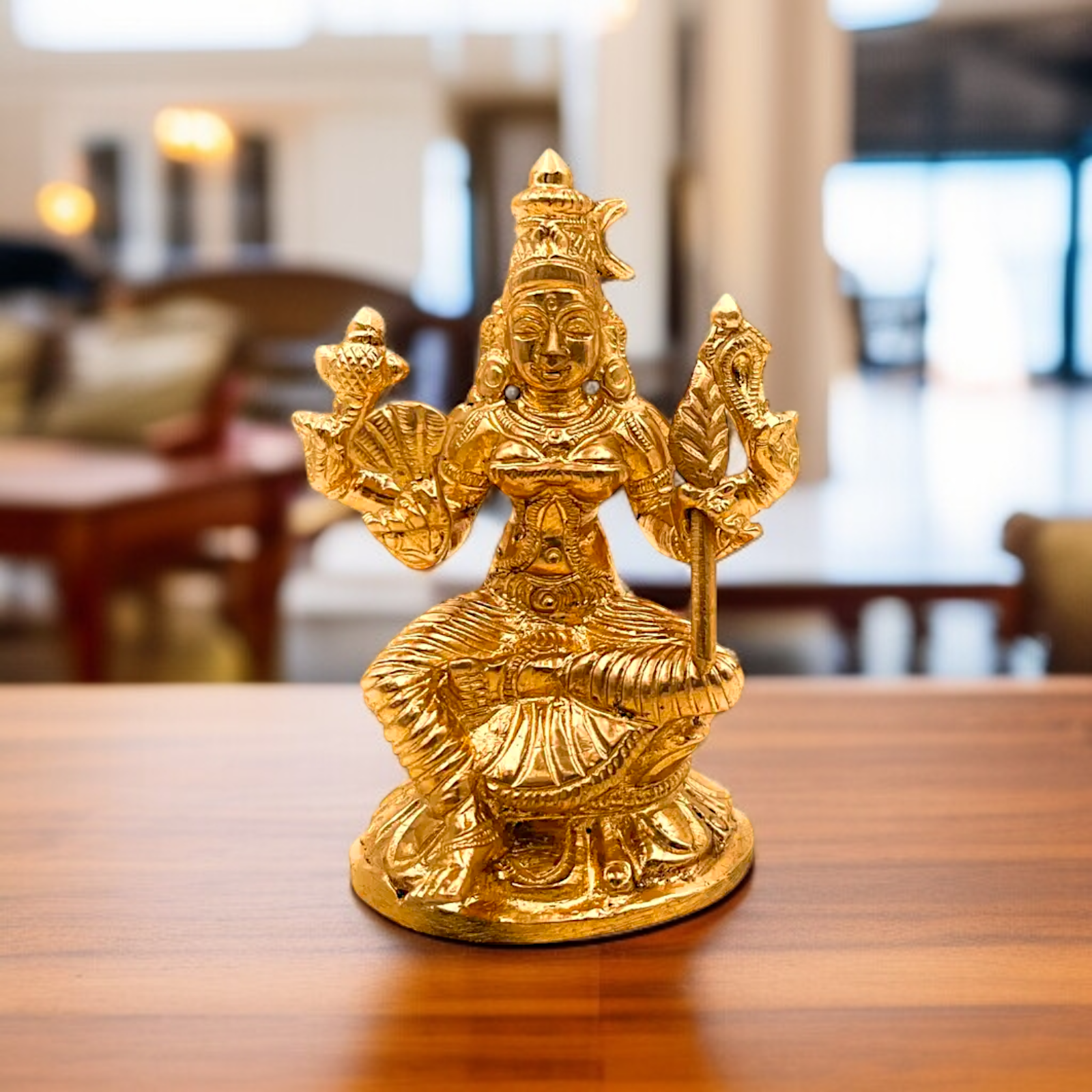 Goddess Raja Rajeshwari Blessing seated Panchaloha idol - 3.5 Inches Nikuressence