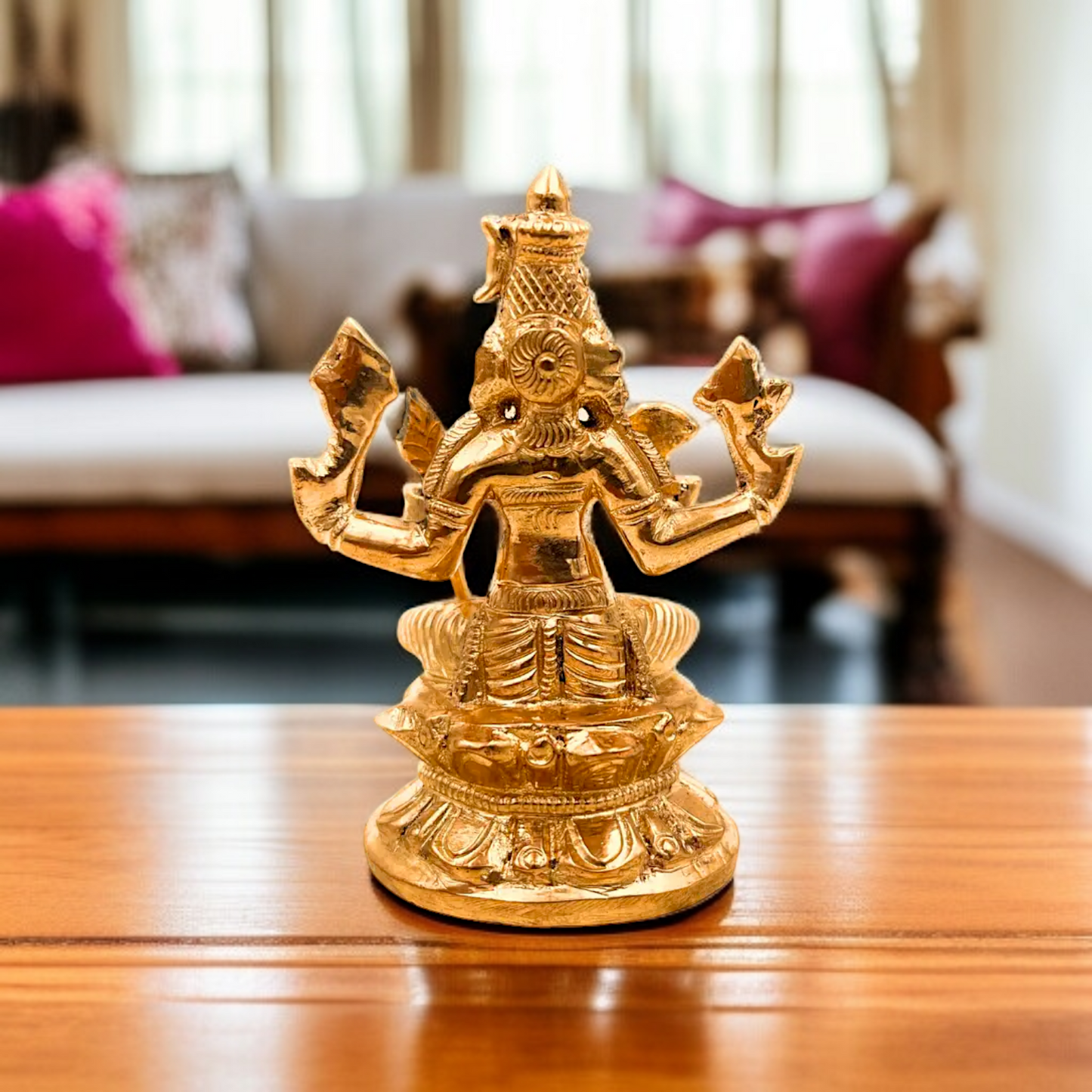 Goddess Raja Rajeshwari Blessing seated Panchaloha idol - 3.5 Inches Nikuressence