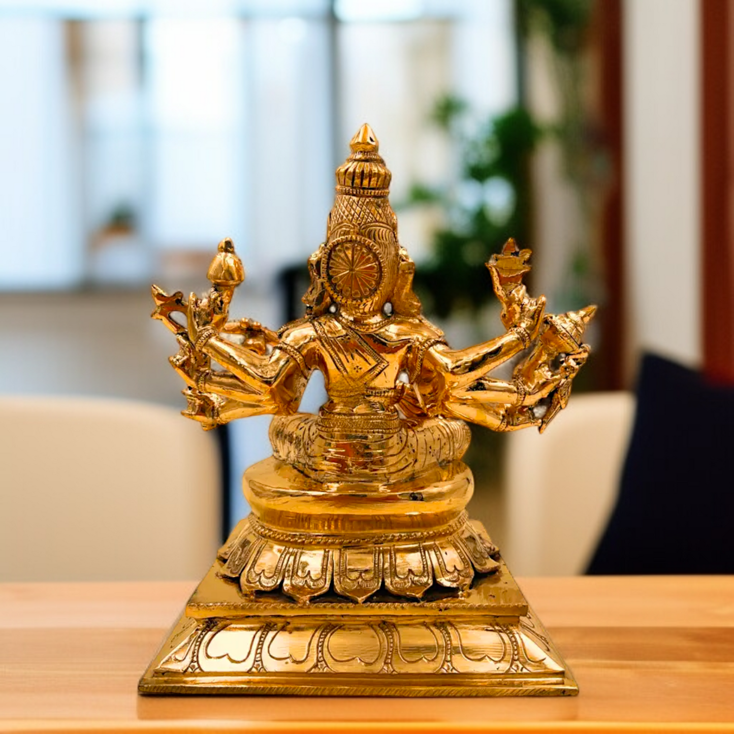 Goddess Raja Matangi seated on Lotus with Playing Veena Panchaloha idol - 9 Inches Nikuressence