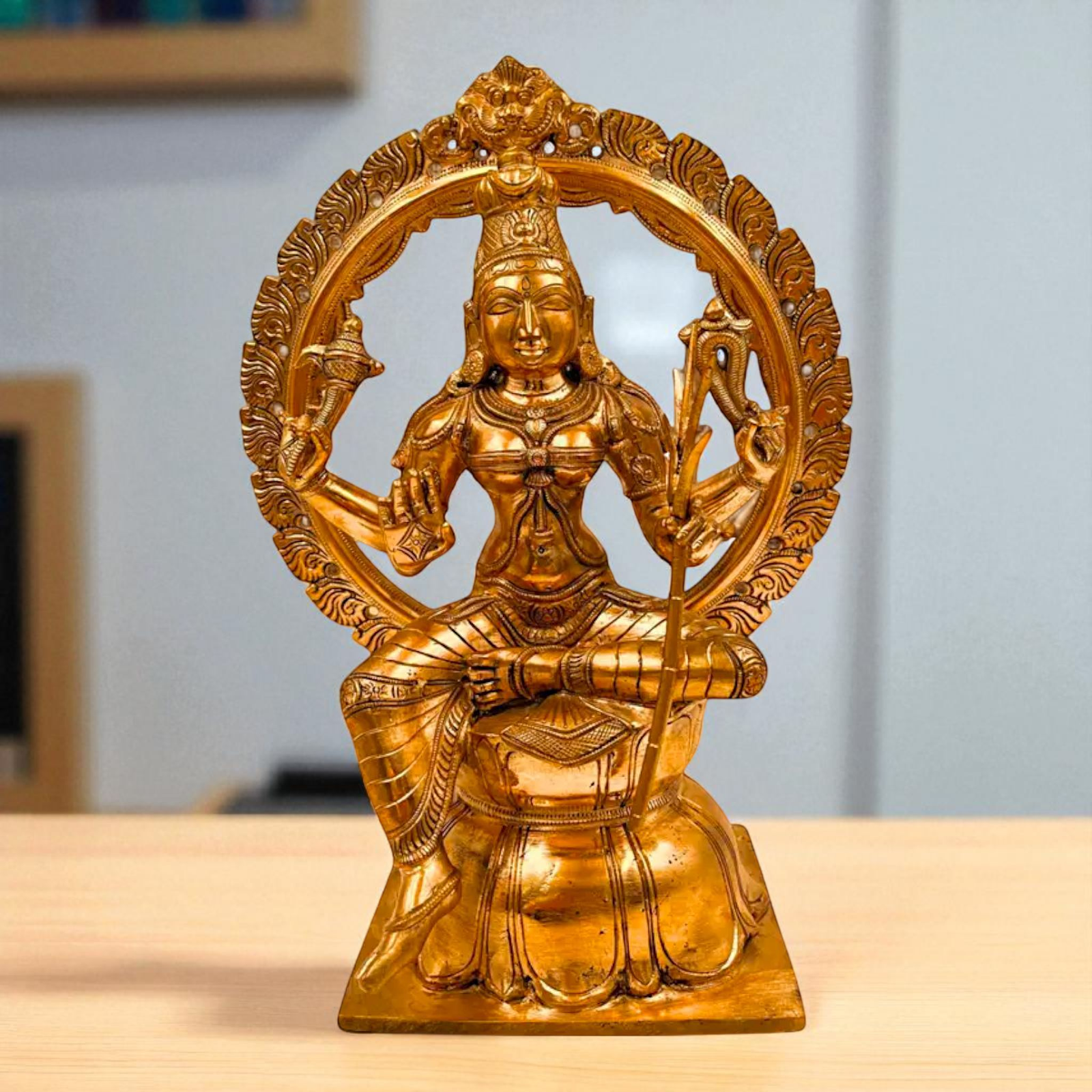 Bronze/Panchaloha Raja Rajeshwari Blessing seated statue - 1 Feet Nikuressence