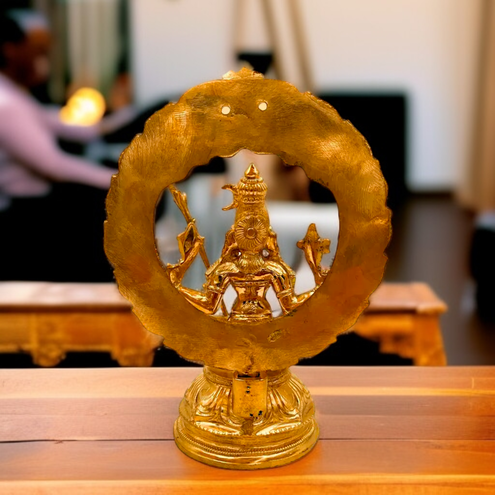 Goddess Raja Rajeshwari Blessing Seated Panchaloha bronze idol - 8 Inches Nikuressence