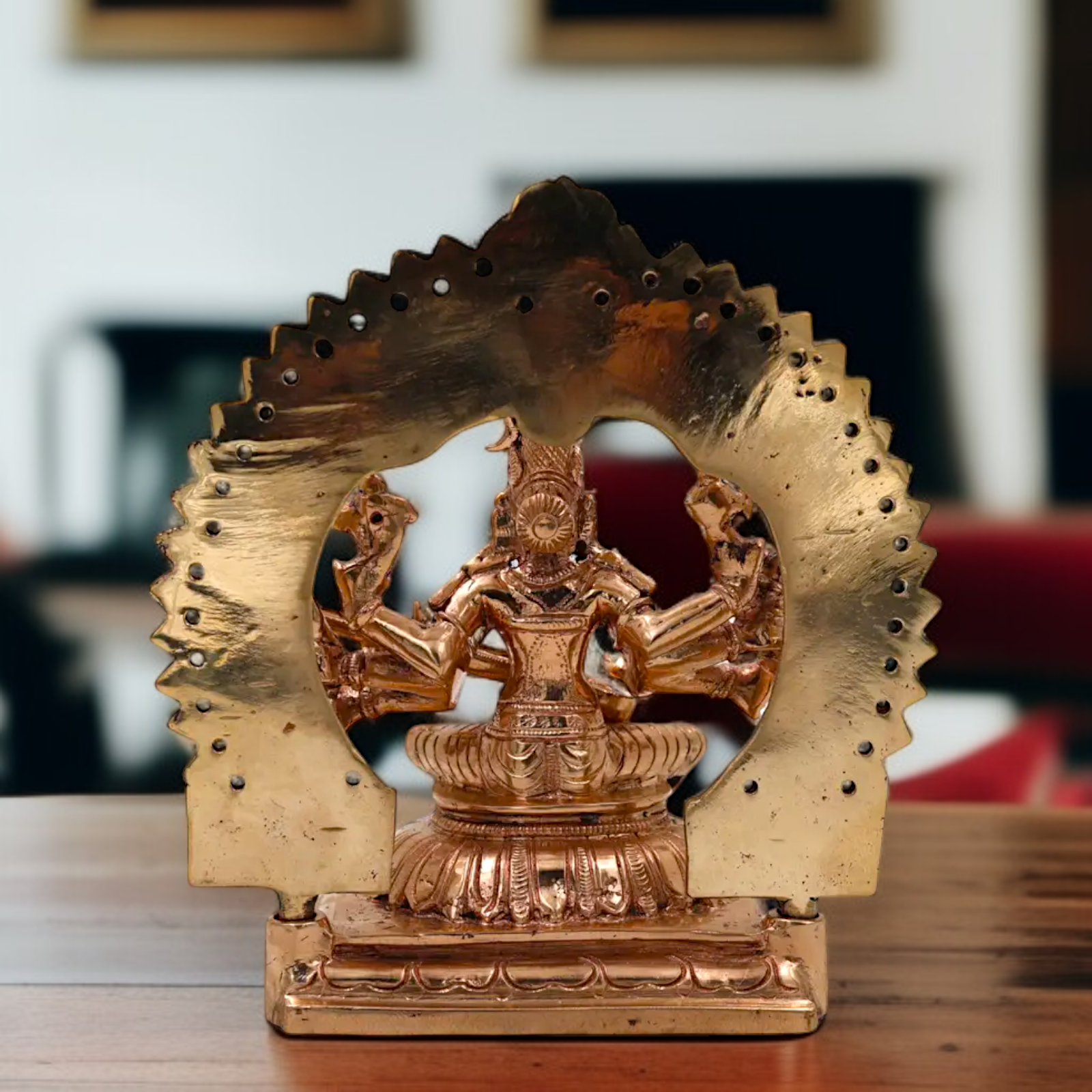 Goddess Raj matangi Devi Seated with Playing Veena Bronze/Panchaloha idol - 7 Inches Nikuressence