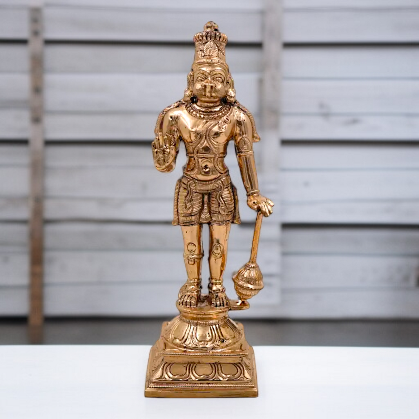 Lord Hanuman ji Blessing with Standing and hold mace Gada bronze/Panchaloha idol - 9.5 Inches Nikuressence