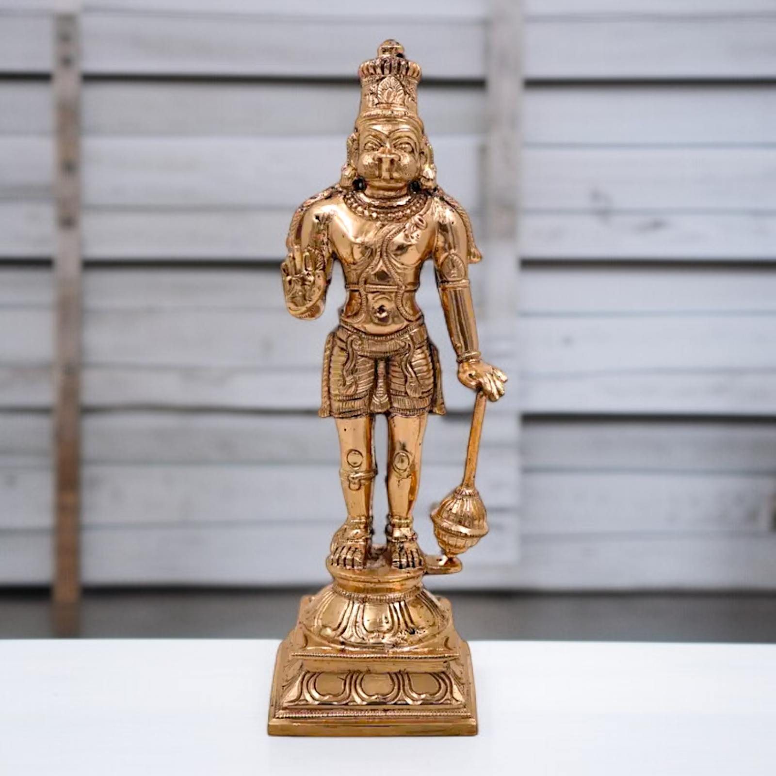 Lord Hanuman ji Blessing with Standing and hold mace Gada bronze/Panchaloha idol - 9.5 Inches Nikuressence