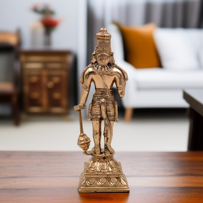 Lord Hanuman ji Blessing with Standing and hold mace Gada bronze/Panchaloha idol - 9.5 Inches Nikuressence