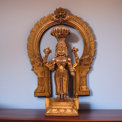Goddess Annapurna Devi standing with Blessing bronze/Panchaloha idol- 12.5 Inches Nikuressence