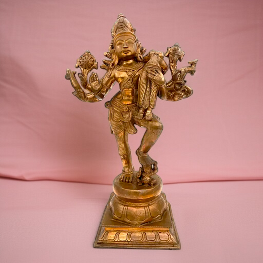 Large Shiva Shankar Bhagwan carrying sati bronze/Panchaloha idol - 17 Inches Nikuressence
