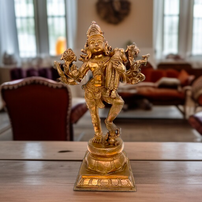 Large Shiva Shankar Bhagwan carrying sati bronze/Panchaloha idol - 17 Inches Nikuressence