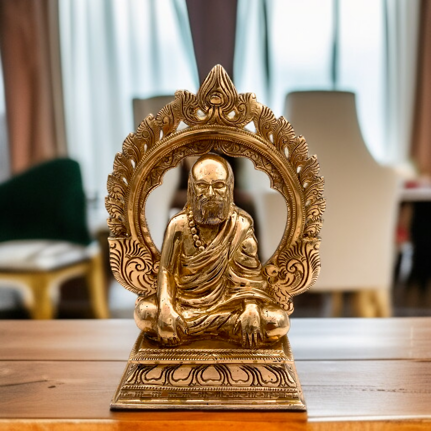 Baba seated with moan mudra bronze Panchaloha idol - 8 Inches Nikuressence