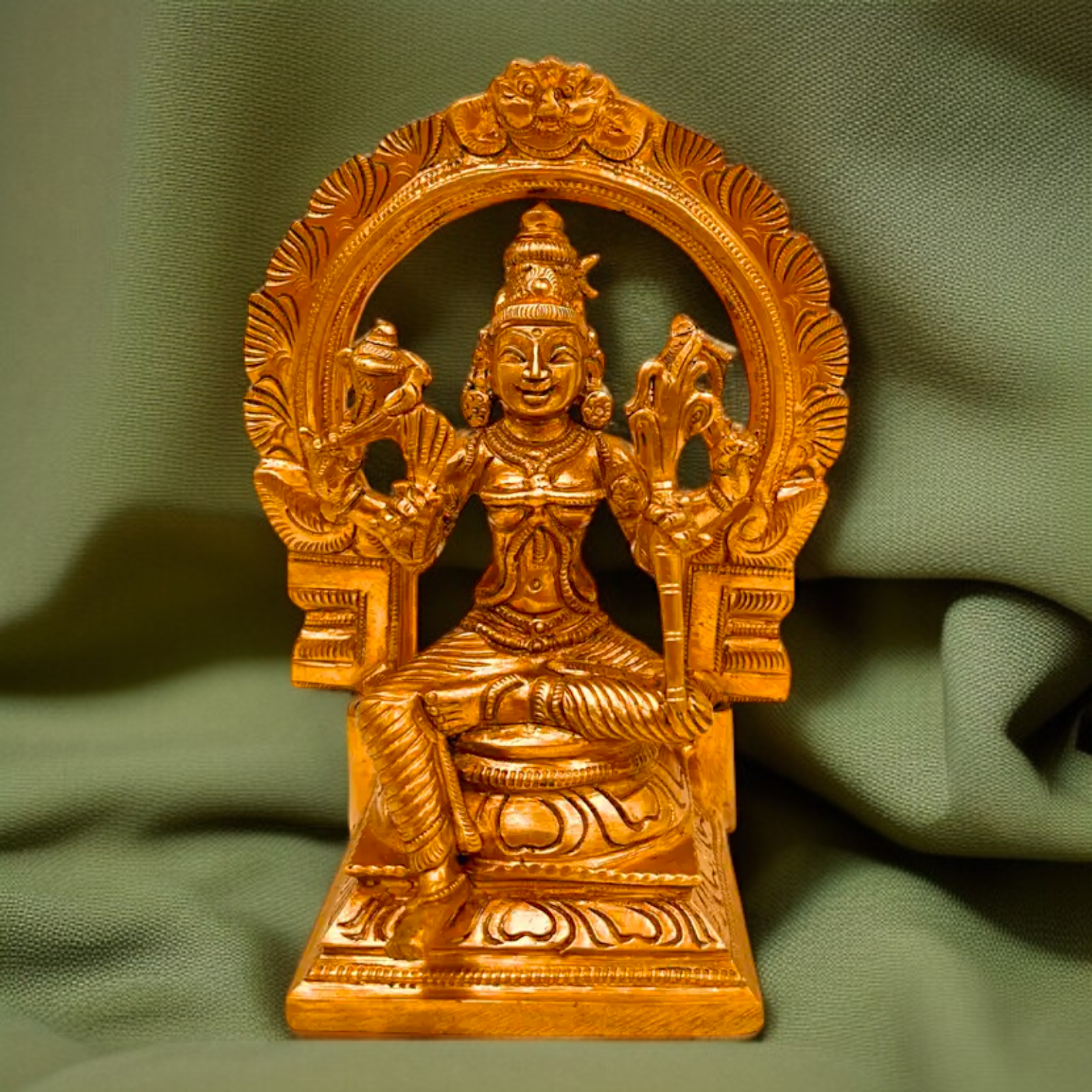 Goddess Raja Rajeshwari Seated with Blessing statue - 6.5 Inches Nikuressence