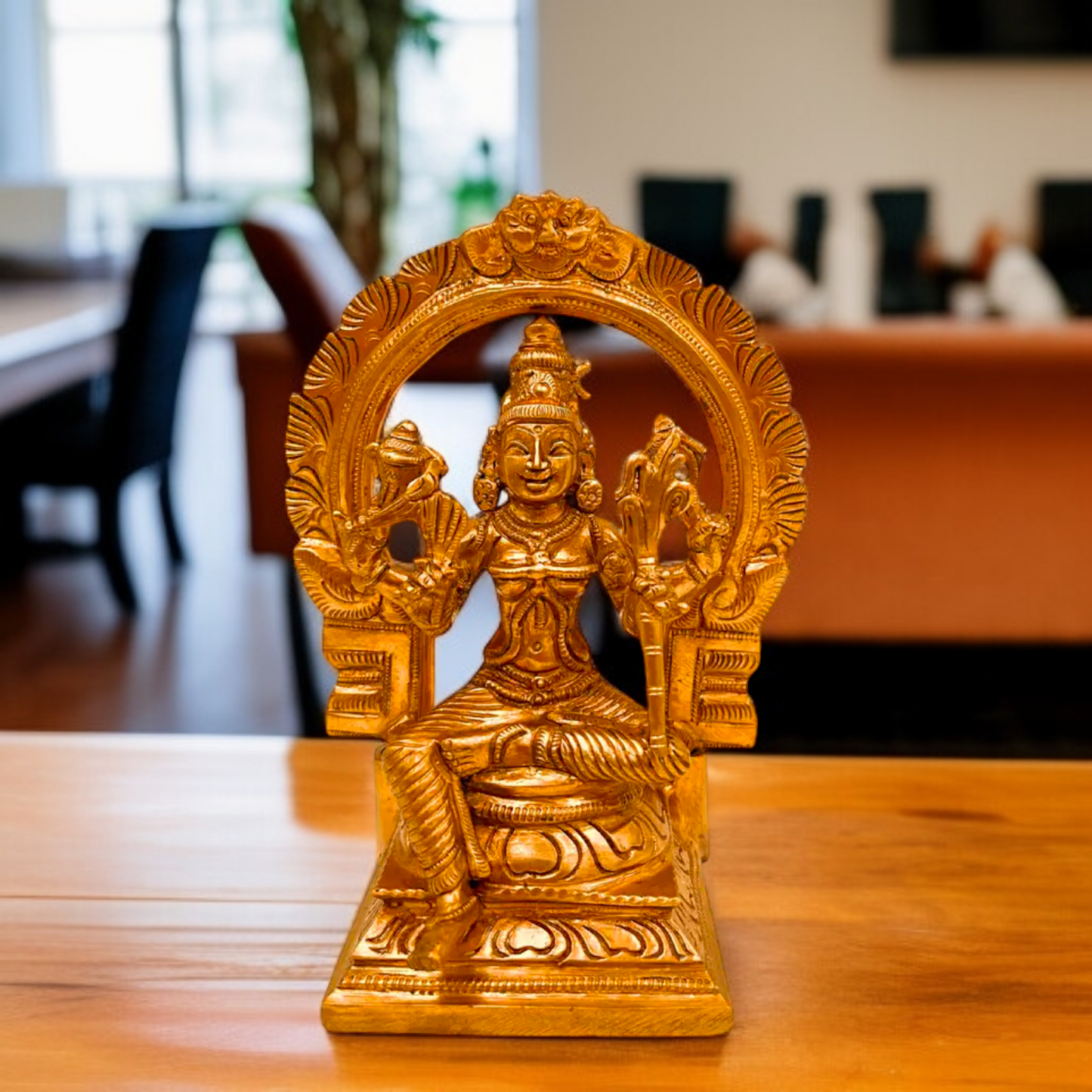 Goddess Raja Rajeshwari Seated with Blessing statue - 6.5 Inches Nikuressence