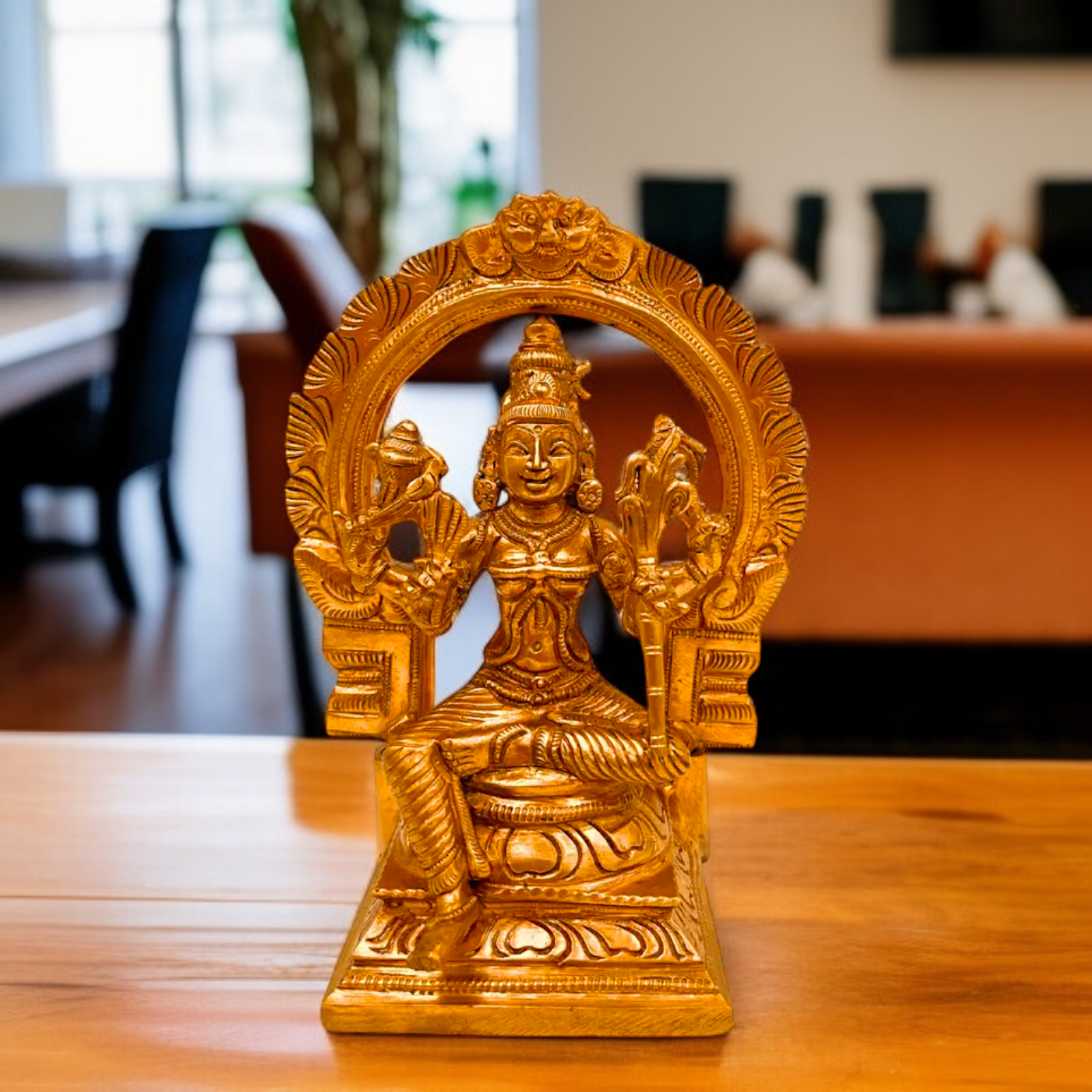 Goddess Raja Rajeshwari Seated with Blessing statue - 6.5 Inches Nikuressence