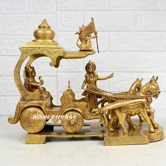 Brass online Lord Krishna Arjun Ratha by Nikur Essence - 14 inches height Nikuressence