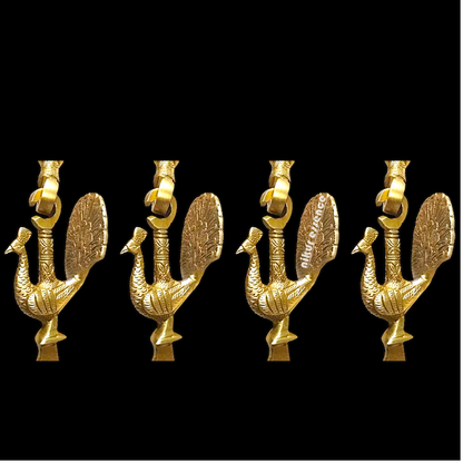 Wooden Jhoola with 4 Brass Chains, Elephant & Peacock Carvings, Ceiling Hooks & Plank Joints Nikuressence