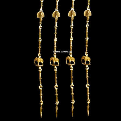 Wooden Jhoola with 4 Brass Chains, Elephant & Peacock Carvings, Ceiling Hooks & Plank Joints Nikuressence