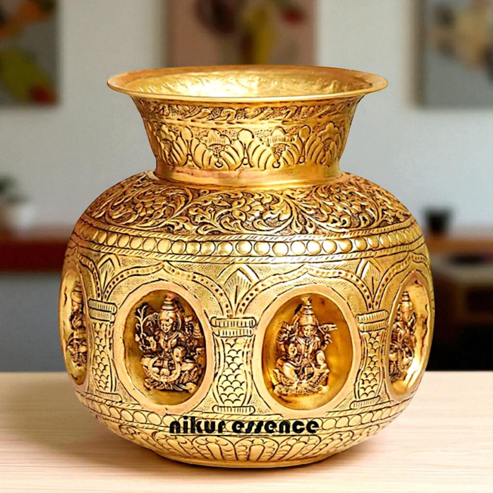 Pot kalash asthalakshmi solid Brass - 8 Inches Nikuressence