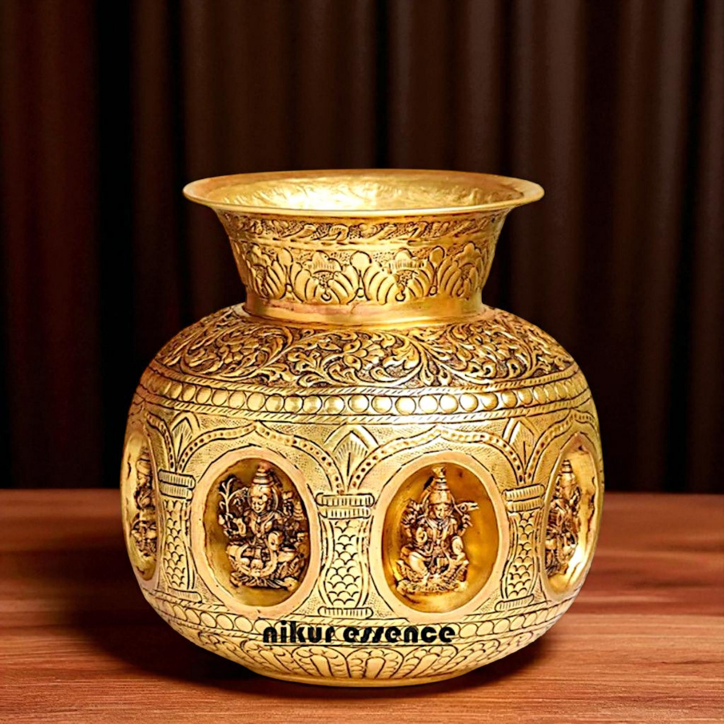 Pot kalash asthalakshmi solid Brass - 8 Inches Nikuressence