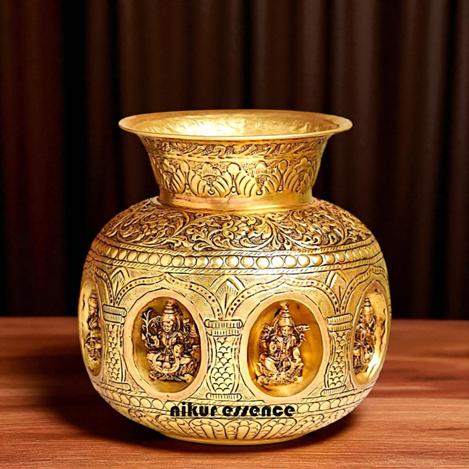 Pot kalash asthalakshmi solid Brass - 8 Inches Nikuressence