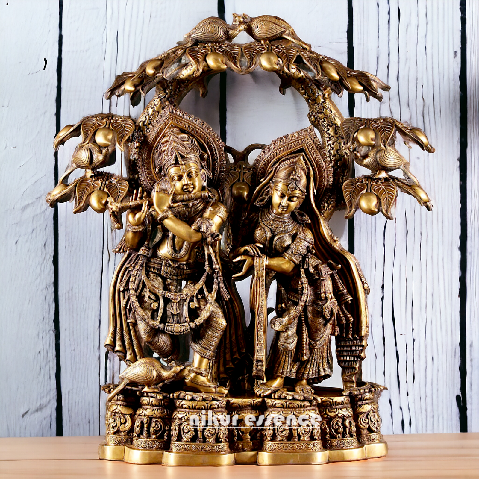 Buy Radha Krishna Brass with Tree idol - 30 Inch Nikuressence