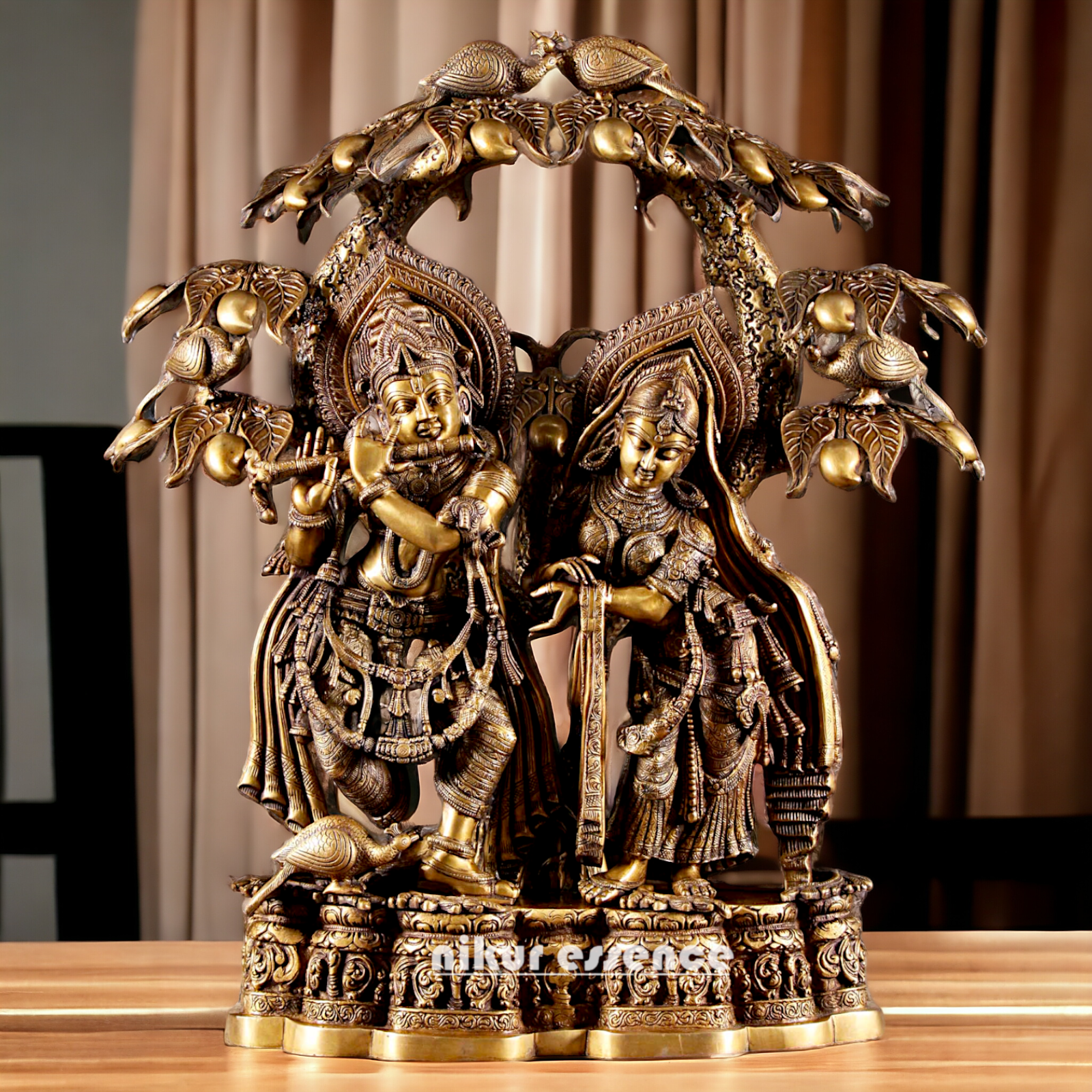 Buy Radha Krishna Brass with Tree idol - 30 Inch Nikuressence
