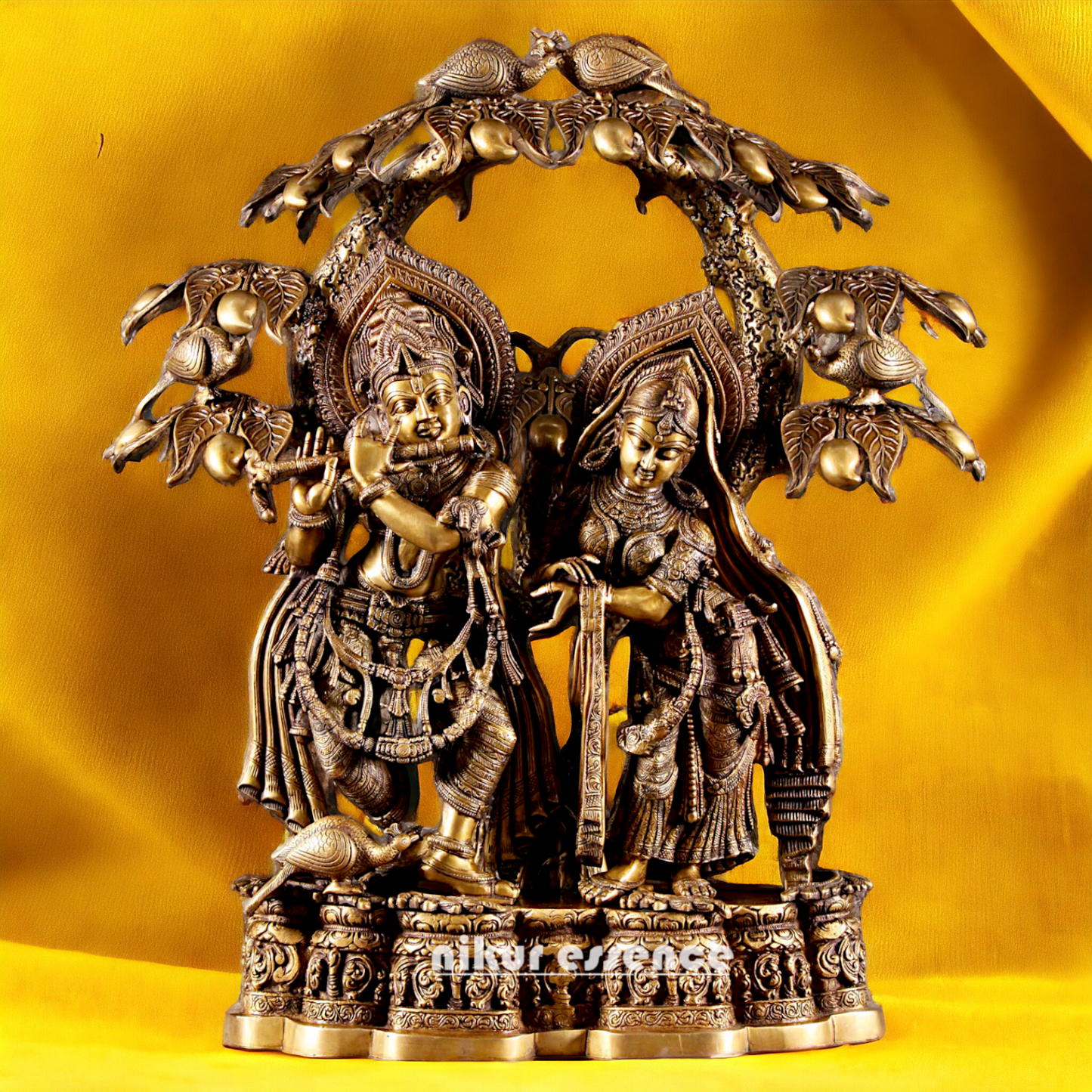 Buy Radha Krishna Brass with Tree idol - 30 Inch Nikuressence