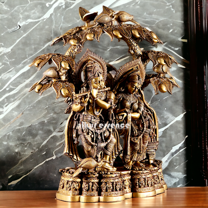 Buy Radha Krishna Brass with Tree idol - 30 Inch Nikuressence