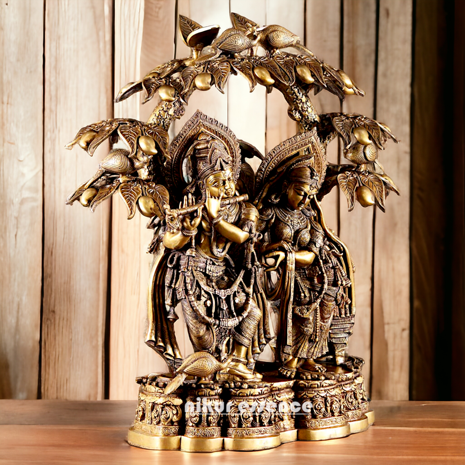 Buy Radha Krishna Brass with Tree idol - 30 Inch Nikuressence
