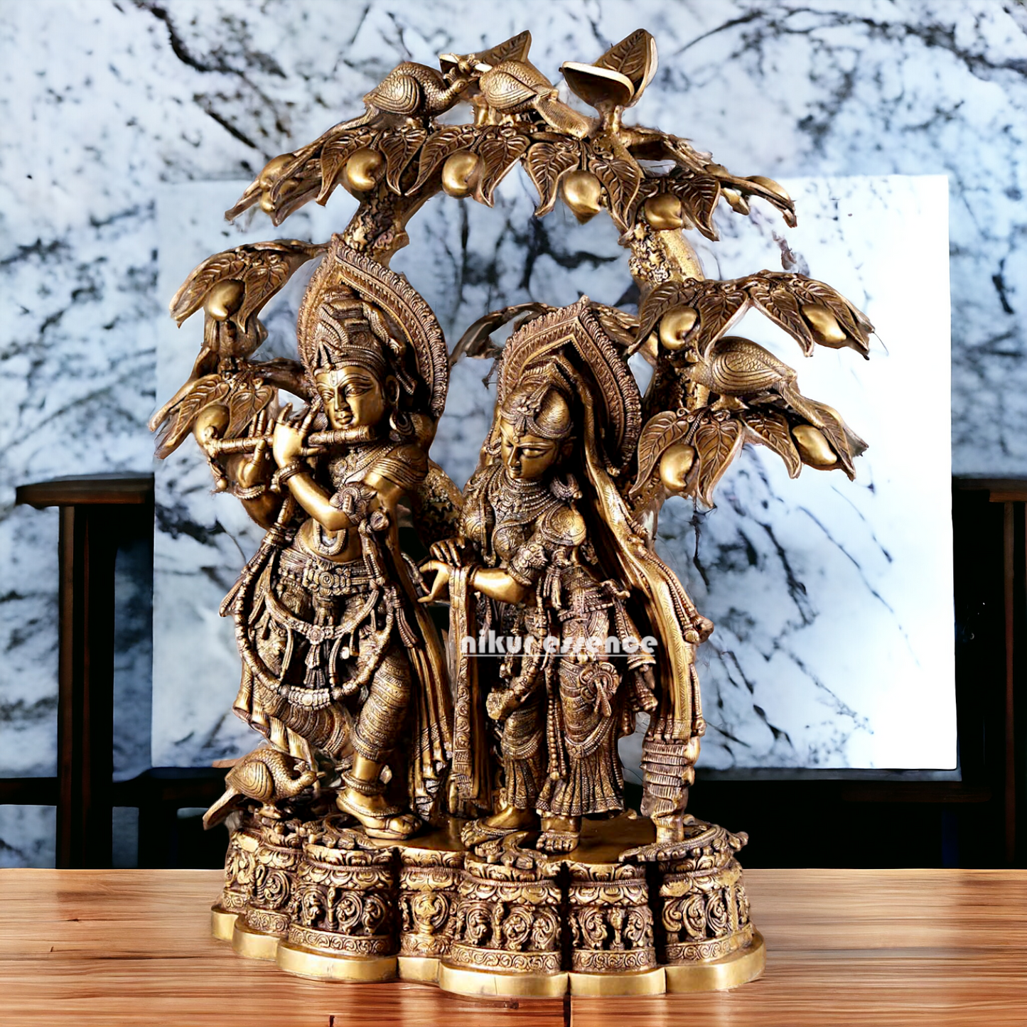 Buy Radha Krishna Brass with Tree idol - 30 Inch Nikuressence
