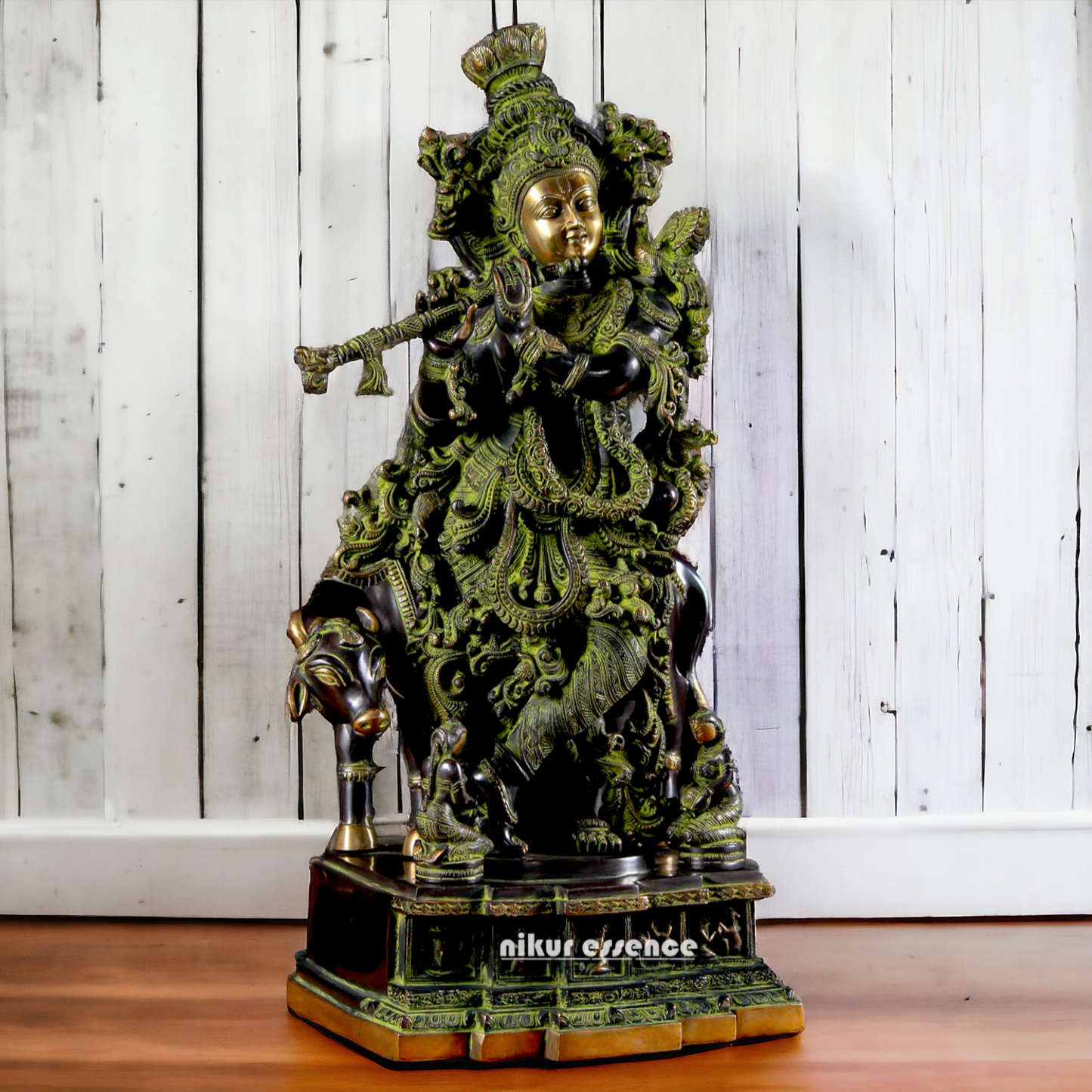 Shop Krishna Bhagwan Playing Flute Brass idol - 28 Inch Nikuressence