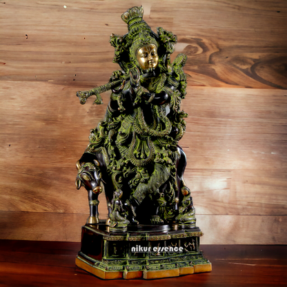 Shop Krishna Bhagwan Playing Flute Brass idol - 28 Inch Nikuressence