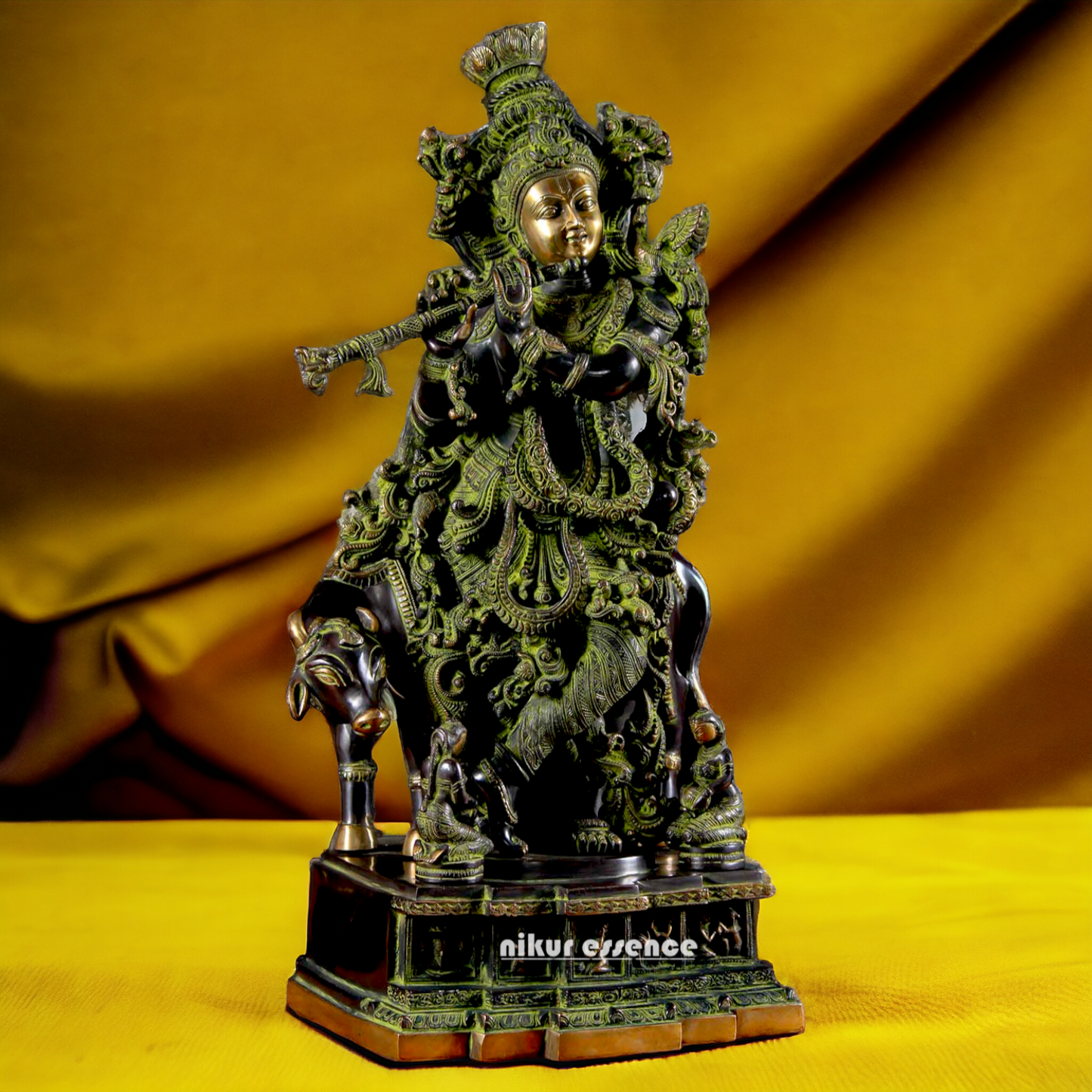 Shop Krishna Bhagwan Playing Flute Brass idol - 28 Inch Nikuressence