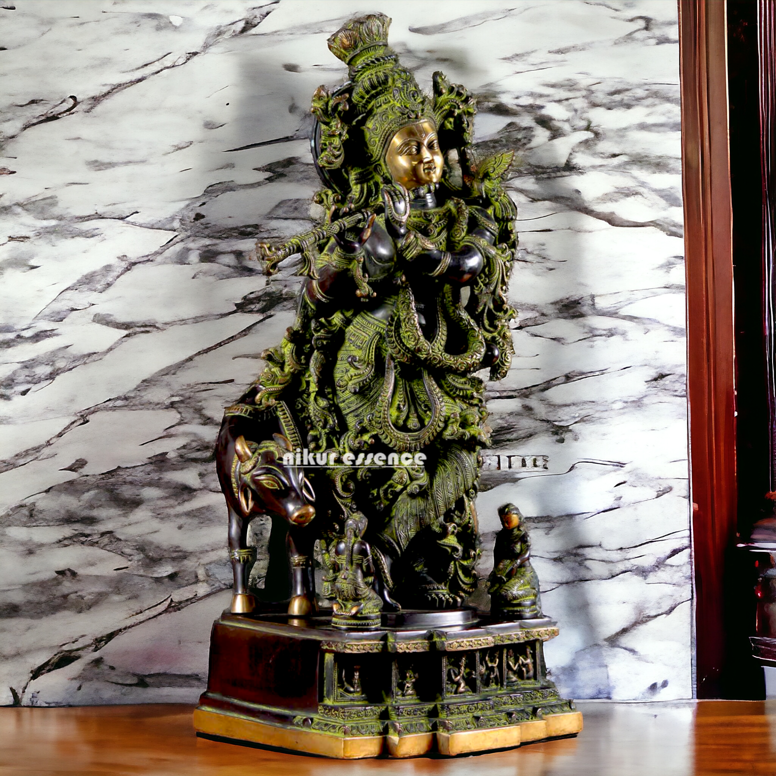 Shop Krishna Bhagwan Playing Flute Brass idol - 28 Inch Nikuressence