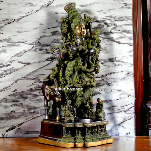 Shop Krishna Bhagwan Playing Flute Brass idol - 28 Inch Nikuressence