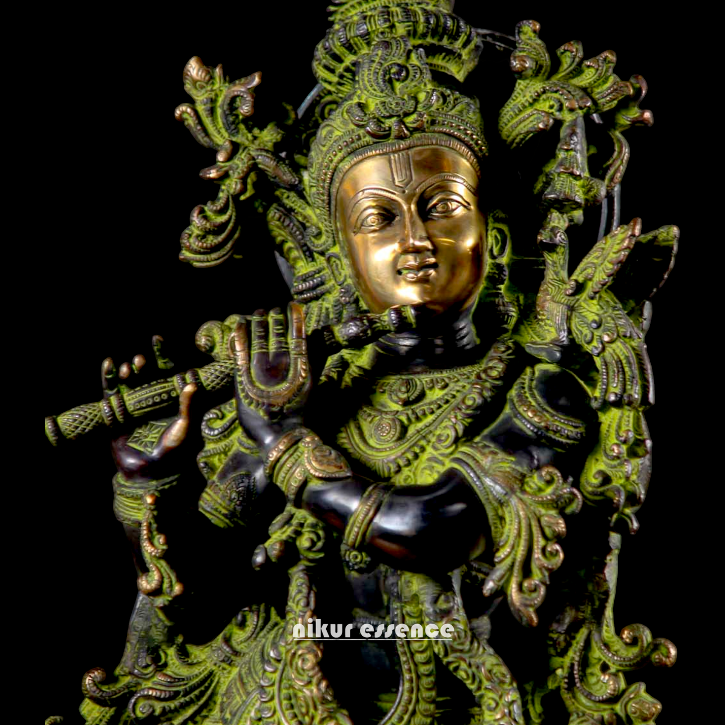 Shop Krishna Bhagwan Playing Flute Brass idol - 28 Inch Nikuressence