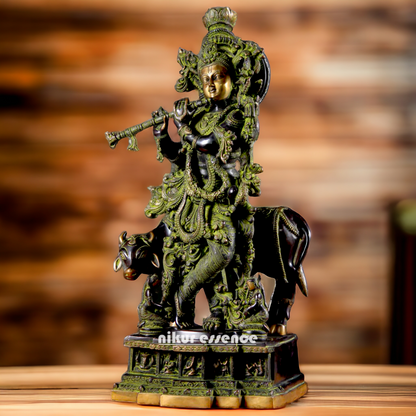 Shop Krishna Bhagwan Playing Flute Brass idol - 28 Inch Nikuressence