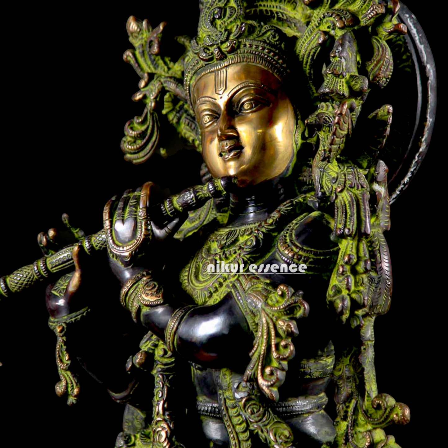 Shop Krishna Bhagwan Playing Flute Brass idol - 28 Inch Nikuressence
