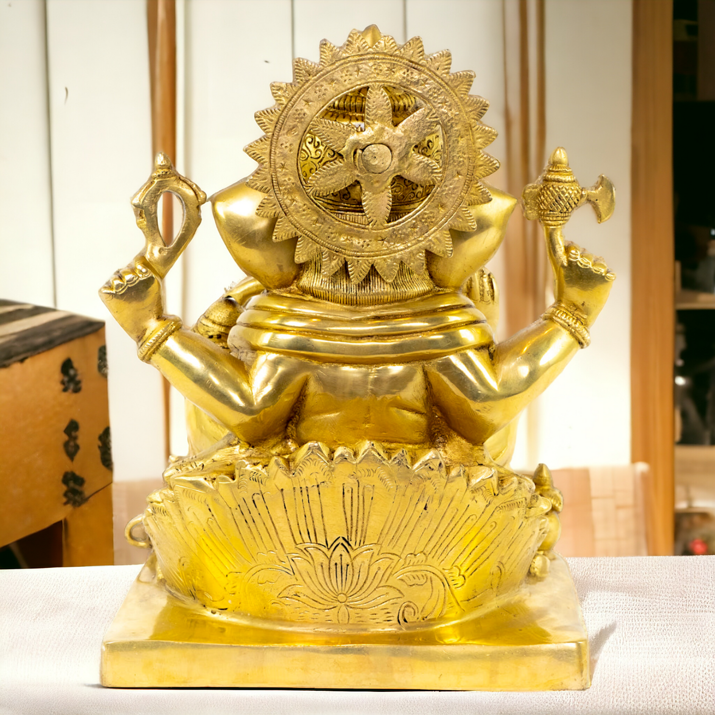 Solid Brass Vinayaka Ganesha Sitting idol - 14.5 Inch Nikuressence