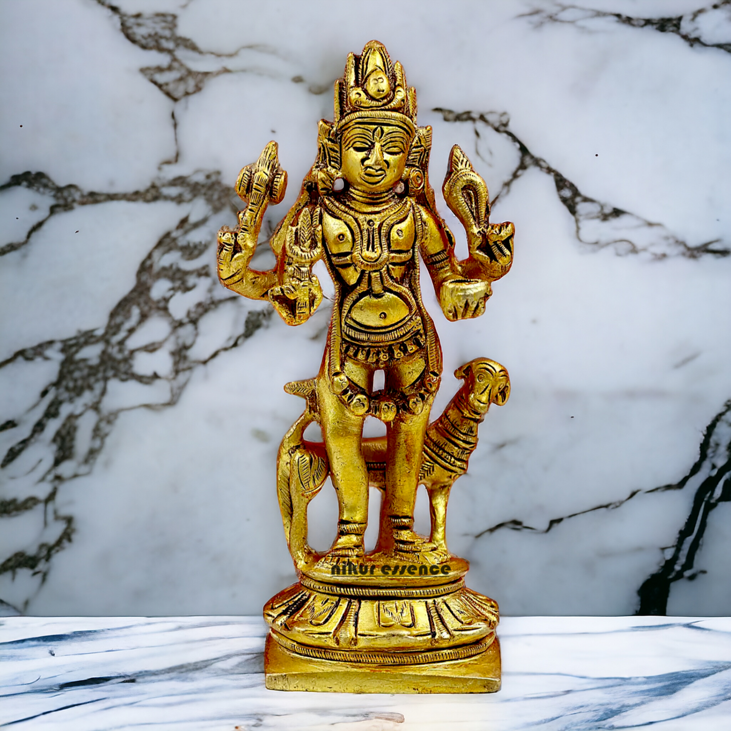 Lord Bhairava Baba Solid Brass idol - 5.8 inches Nikuressence