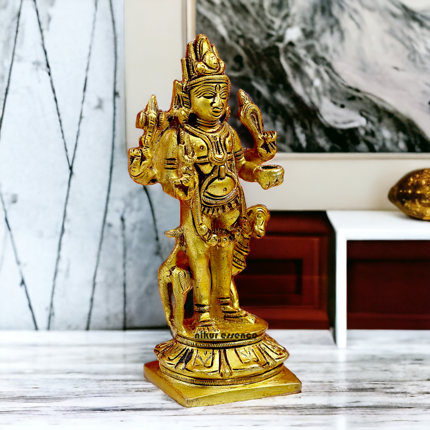 Lord Bhairava Baba Solid Brass idol - 5.8 inches Nikuressence