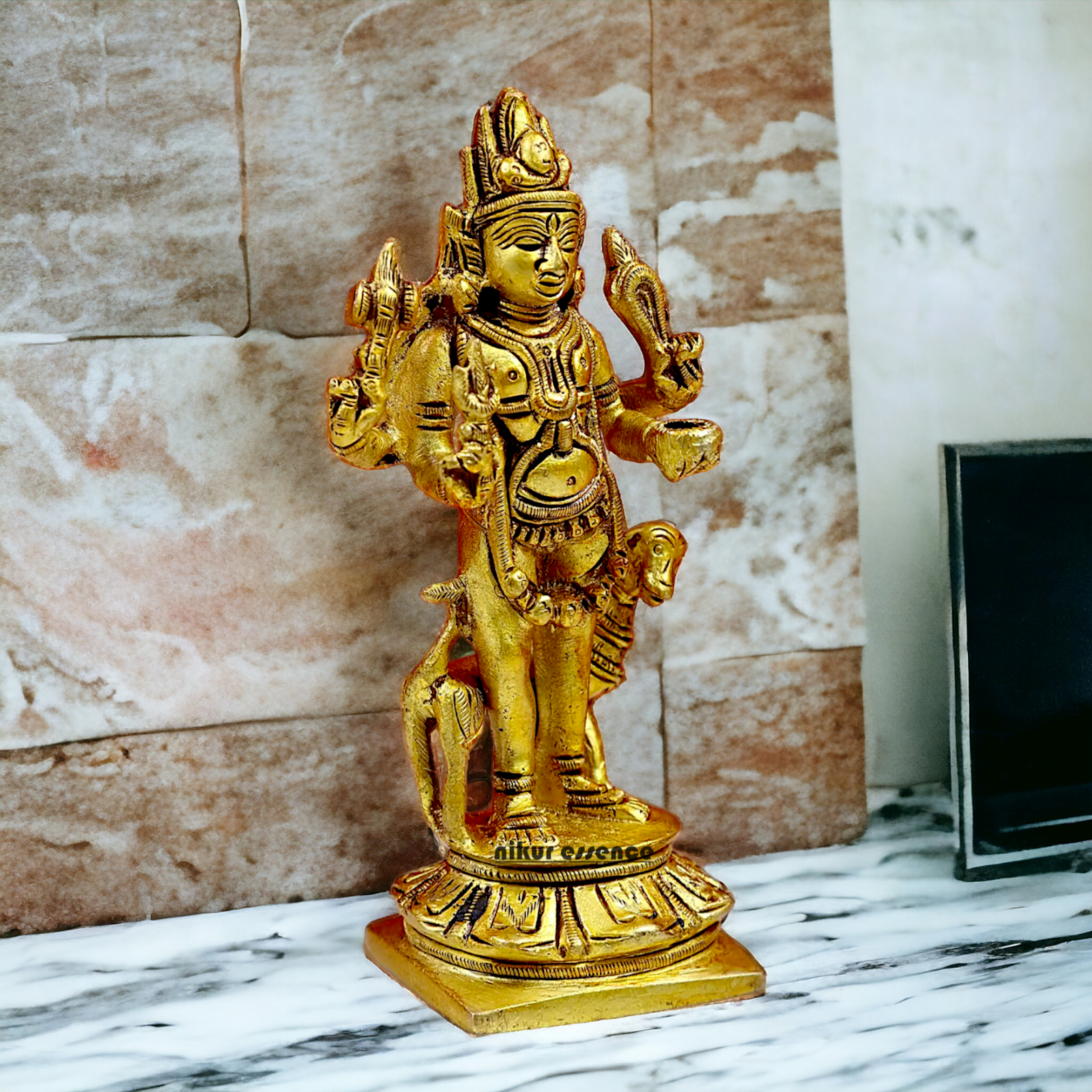 Lord Bhairava Baba Solid Brass idol - 5.8 inches Nikuressence