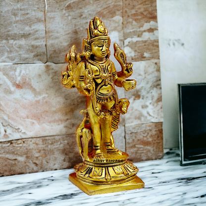 Lord Bhairava Baba Solid Brass idol - 5.8 inches Nikuressence