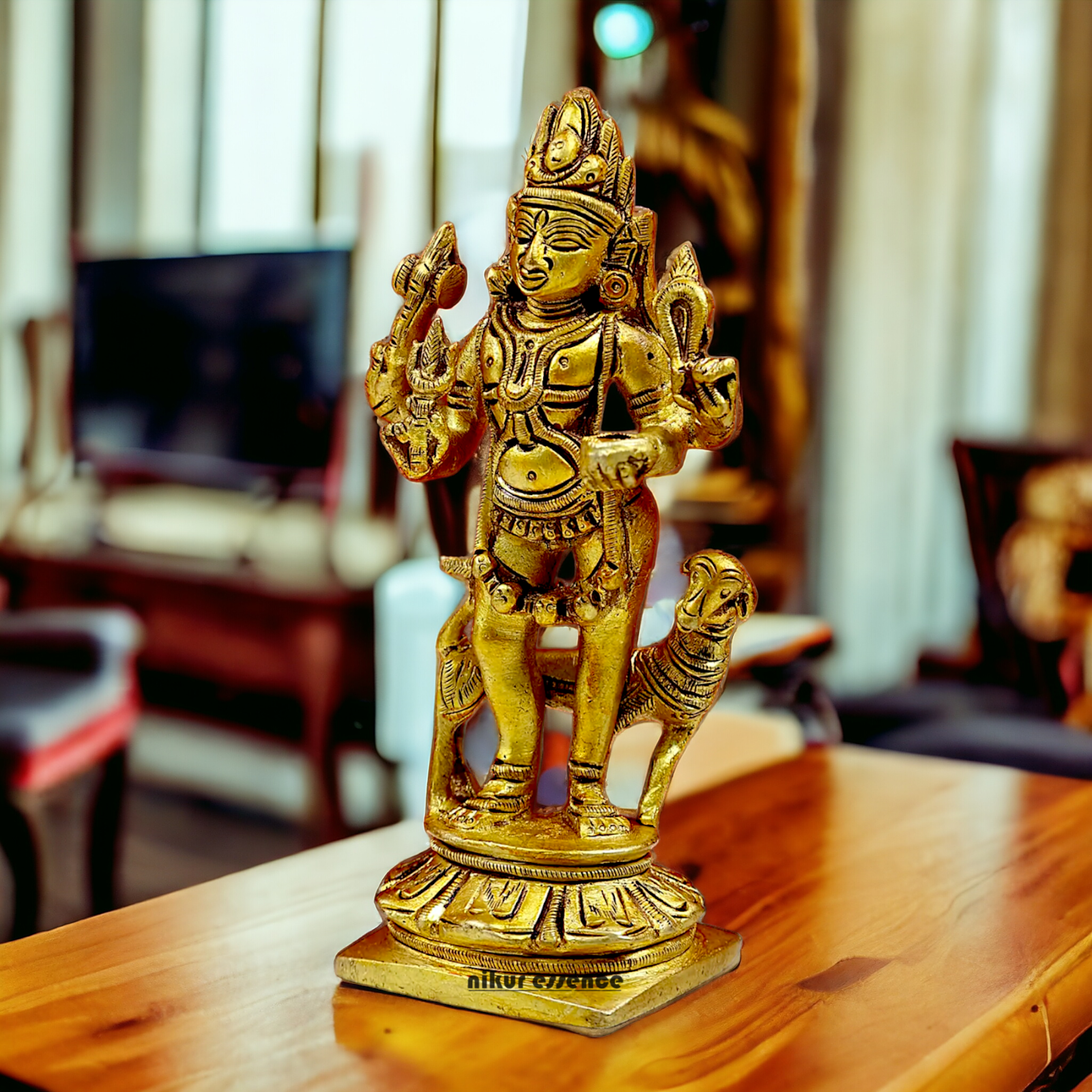 Lord Bhairava Baba Solid Brass idol - 5.8 inches Nikuressence